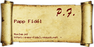 Papp Fidél névjegykártya